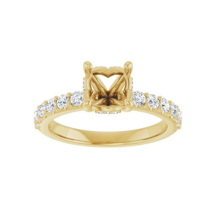 14K Yellow Gold 7 mm Round 1/2 CTW Lab-Grown Diamond Semi-Set Engagement Ring
