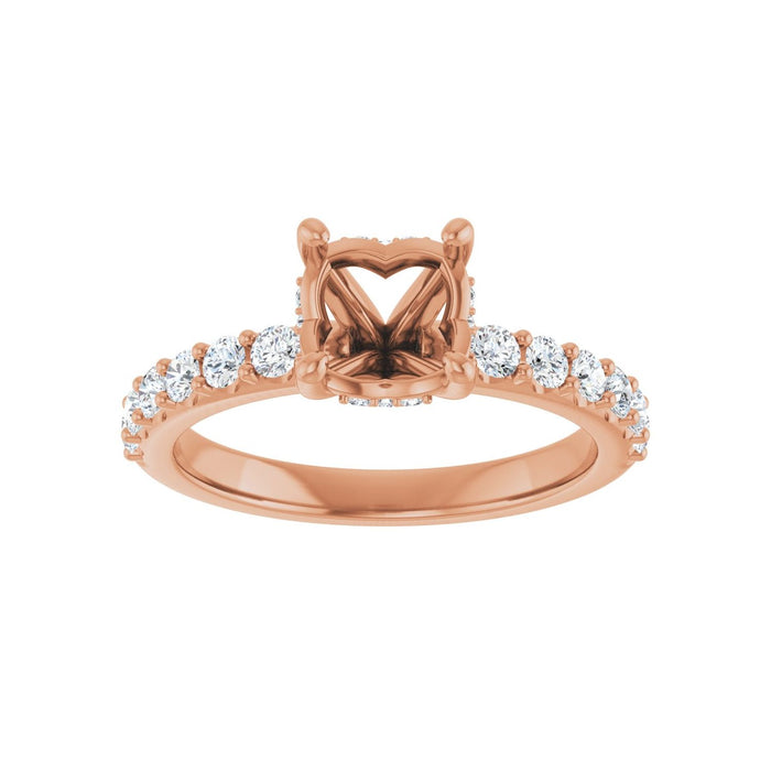 14K Rose Gold 7 mm Round 1/2 CTW Lab-Grown Diamond Semi-Set Engagement Ring