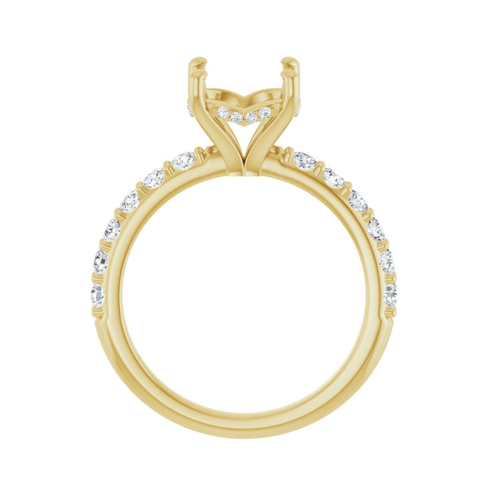 14K Yellow Gold 8.8 mm Round 1/2 CTW Lab-Grown Diamond Semi-Set Engagement Ring