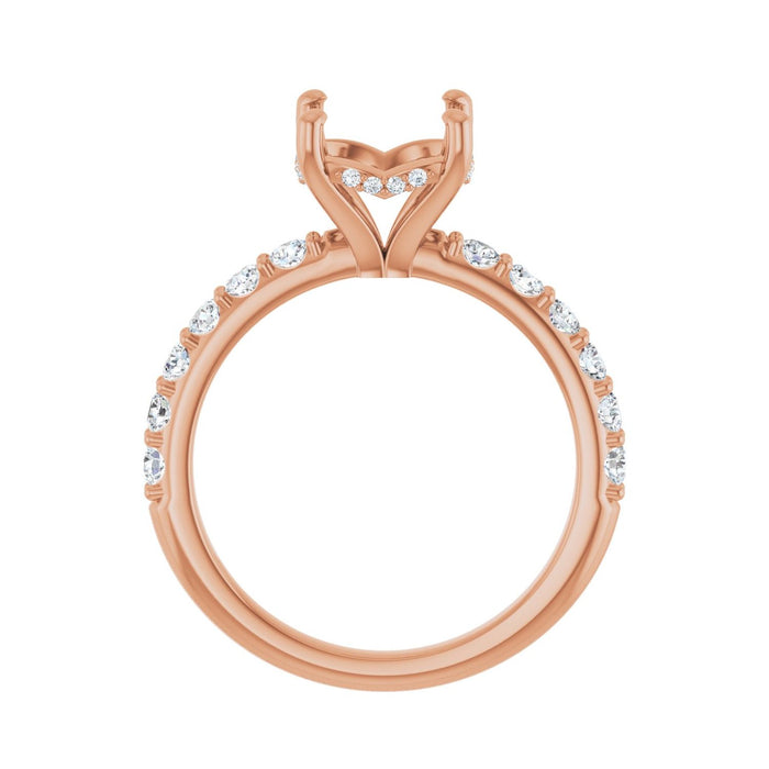 14K Rose Gold 8.8 mm Round 1/2 CTW Lab-Grown Diamond Semi-Set Engagement Ring
