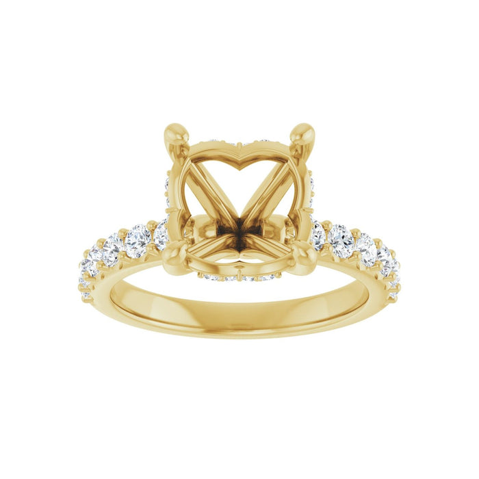 14K Yellow Gold 10 mm Round 5/8 CTW Lab-Grown Diamond Semi-Set Engagement Ring