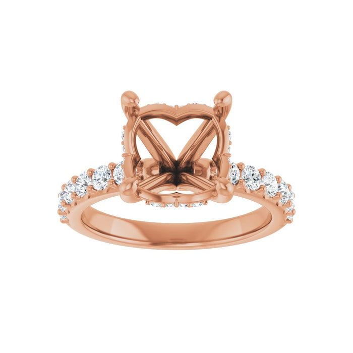 14K Rose Gold 10 mm Round 5/8 CTW Lab-Grown Diamond Semi-Set Engagement Ring