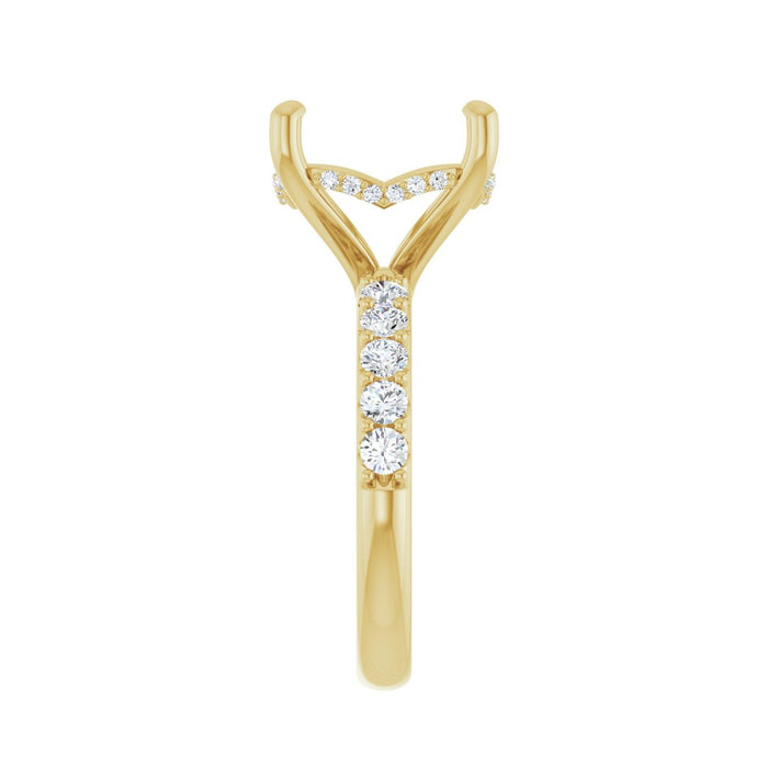 14K Yellow Gold 13 mm Round 5/8 CTW Lab-Grown Diamond Semi-Set Engagement Ring
