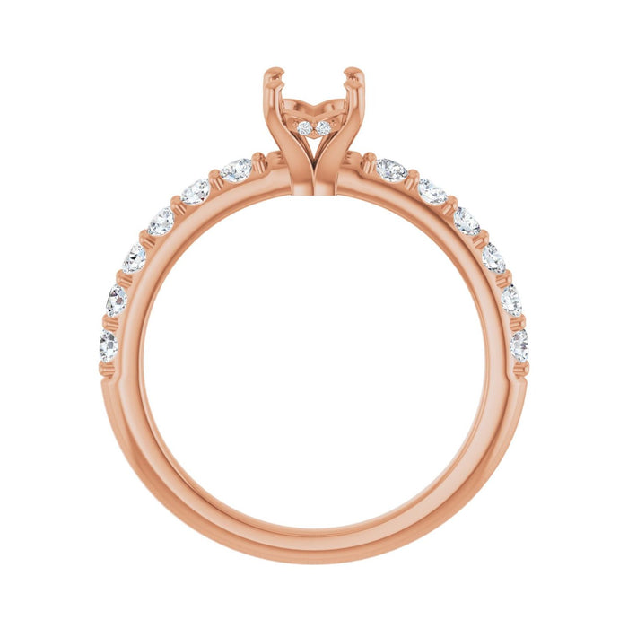 14K Rose Gold 7x 5 mm Oval 1/2 CTW Lab-Grown Diamond Semi-Set Engagement Ring