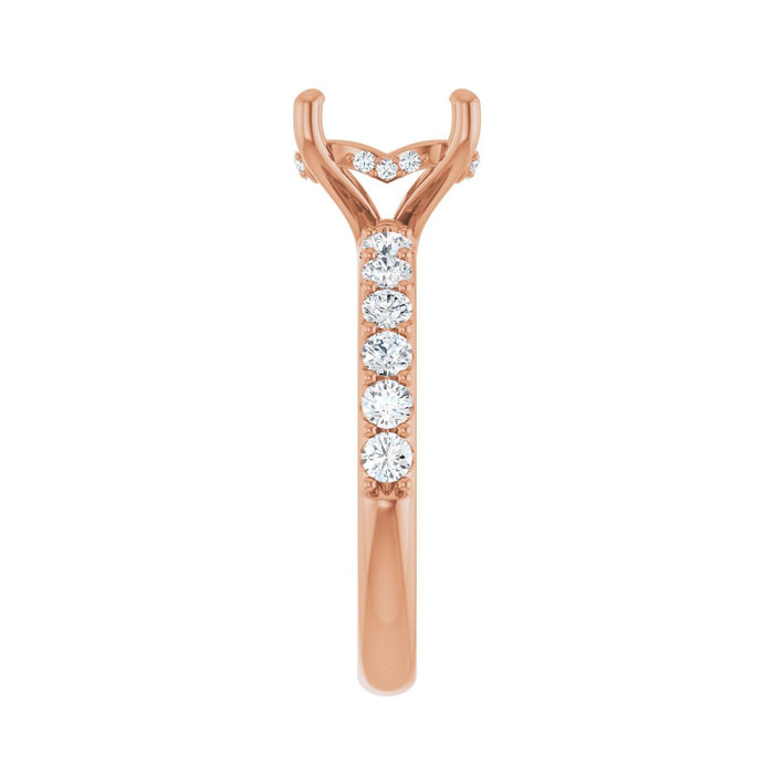 14K Rose Gold 10x 8 mm Oval 5/8 CTW Lab-Grown Diamond Semi-Set Engagement Ring