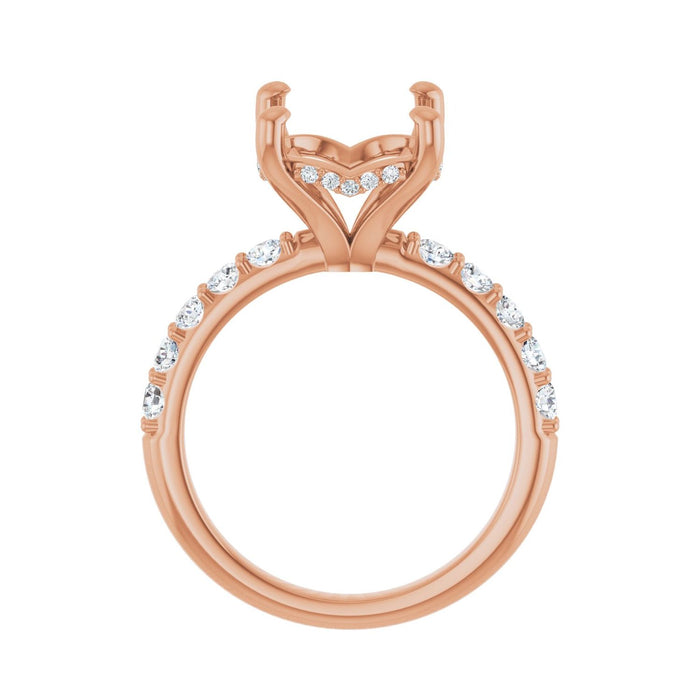 14K Rose Gold 14x 10 mm Oval 5/8 CTW Lab-Grown Diamond Semi-Set Engagement Ring
