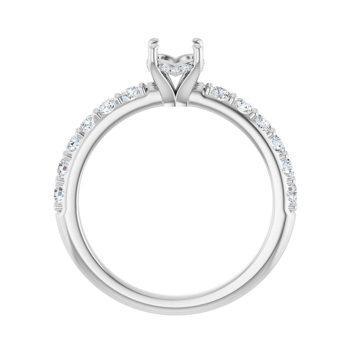 14K White Gold 5.2 mm Round 1/2 CTW Lab-Grown Diamond Semi-Set Engagement Ring
