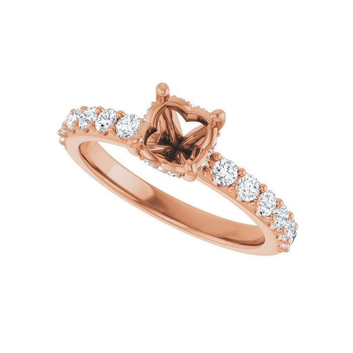 14K Rose Gold 6 mm Round 1/2 CTW Lab-Grown Diamond Semi-Set Engagement Ring