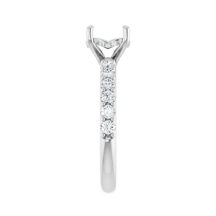 Platinum 7.4 mm Round 1/2 CTW Lab-Grown Diamond Semi-Set Engagement Ring