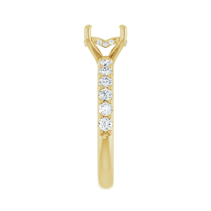 14K Yellow Gold 7.4 mm Round 1/2 CTW Lab-Grown Diamond Semi-Set Engagement Ring
