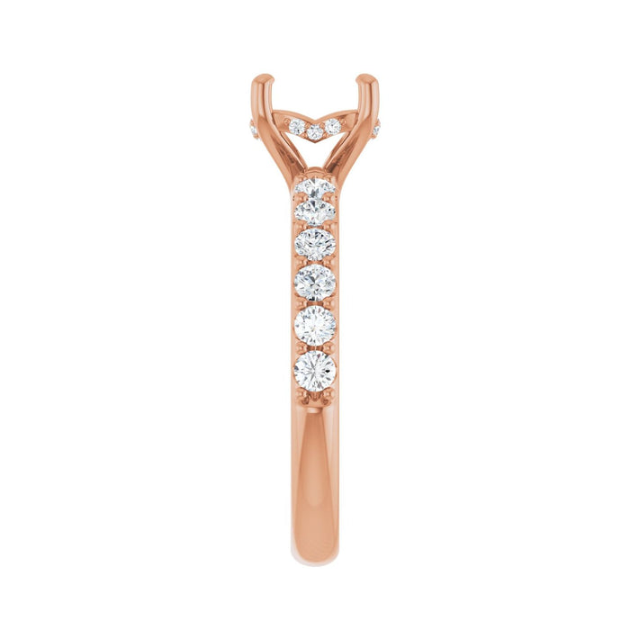 14K Rose Gold 7.4 mm Round 1/2 CTW Lab-Grown Diamond Semi-Set Engagement Ring