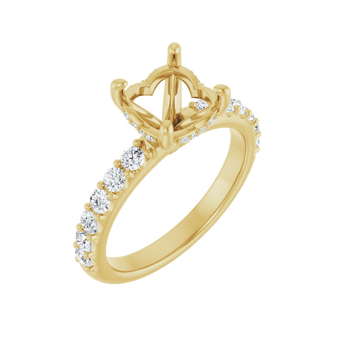 14K Yellow Gold 8.2 mm Round 1/2 CTW Lab-Grown Diamond Semi-Set Engagement Ring