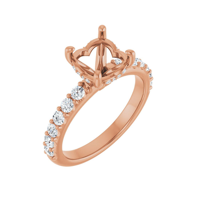 14K Rose Gold 8.2 mm Round 1/2 CTW Lab-Grown Diamond Semi-Set Engagement Ring