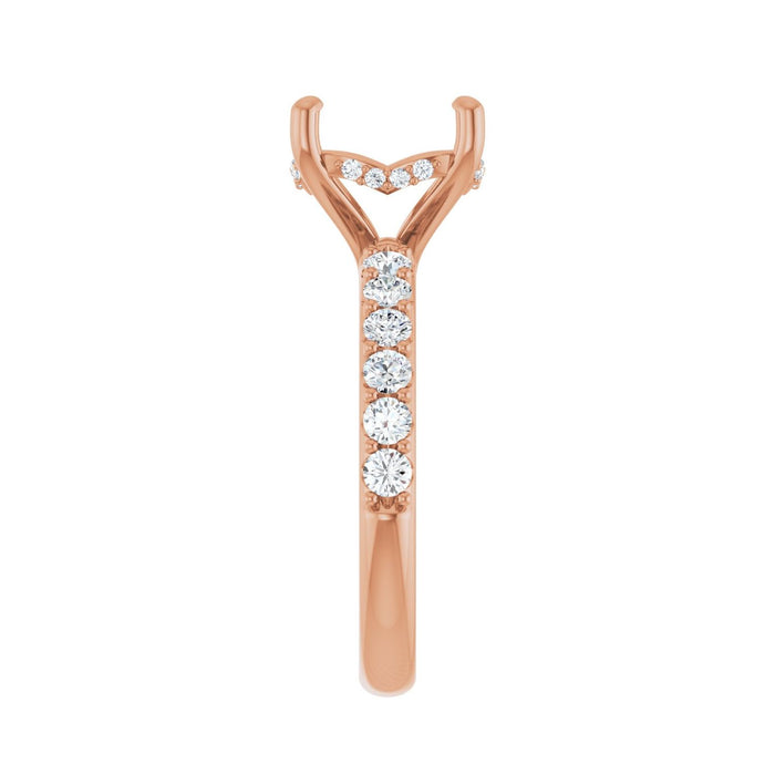 14K Rose Gold 10 mm Round 5/8 CTW Lab-Grown Diamond Semi-Set Engagement Ring