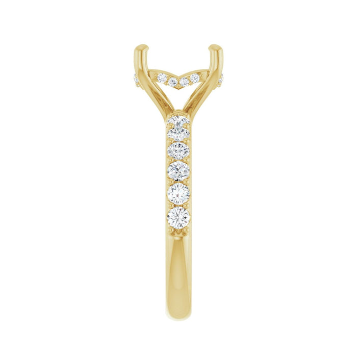 14K Yellow Gold 10 mm Round 5/8 CTW Lab-Grown Diamond Semi-Set Engagement Ring