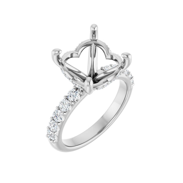 14K White Gold 12 mm Round 5/8 CTW Lab-Grown Diamond Semi-Set Engagement Ring
