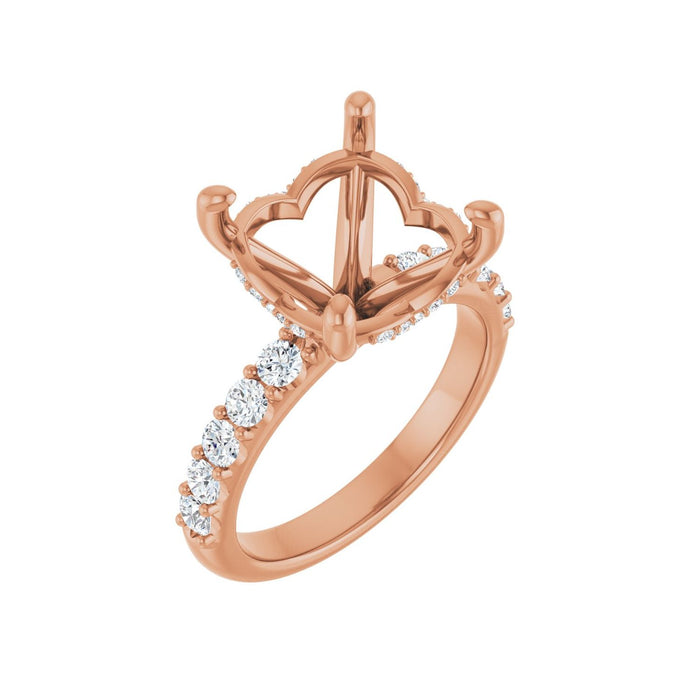 14K Rose Gold 12 mm Round 5/8 CTW Lab-Grown Diamond Semi-Set Engagement Ring