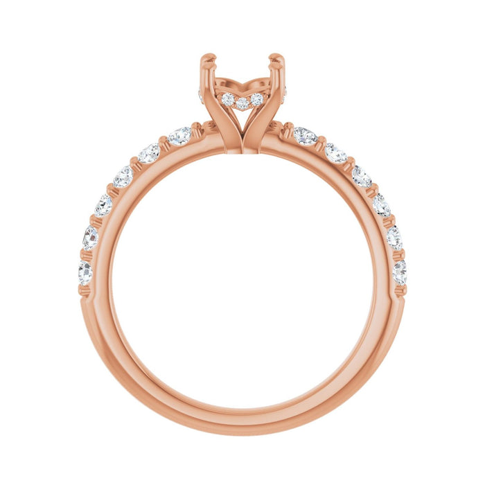 14K Rose Gold 6 mm Round 1/2 CTW Lab-Grown Diamond Semi-Set Engagement Ring