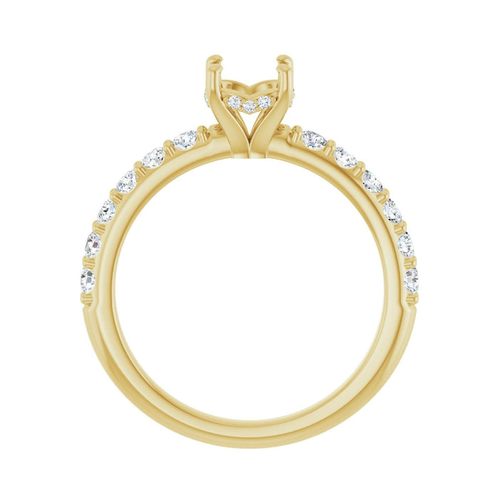 14K Yellow Gold 6 mm Round 1/2 CTW Lab-Grown Diamond Semi-Set Engagement Ring