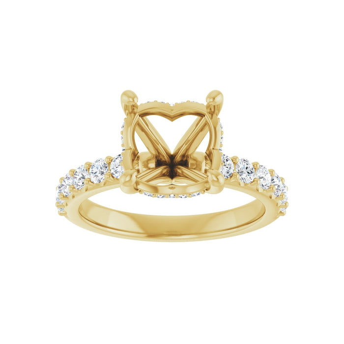 14K Yellow Gold 9.4 mm Round 5/8 CTW Lab-Grown Diamond Semi-Set Engagement Ring