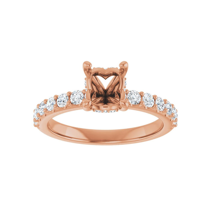 14K Rose Gold 8x 6 mm Oval 1/2 CTW Lab-Grown Diamond Semi-Set Engagement Ring