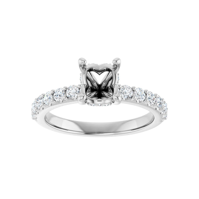 14K White Gold 8x 6 mm Oval 1/2 CTW Lab-Grown Diamond Semi-Set Engagement Ring
