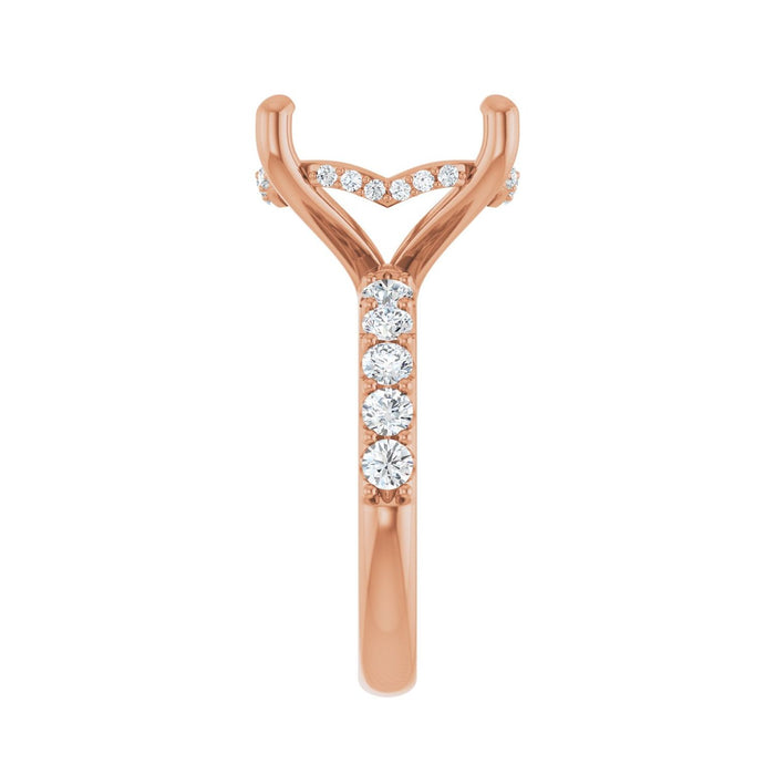 14K Rose Gold 16x 12 mm Oval 3/4 CTW Lab-Grown Diamond Semi-Set Engagement Ring