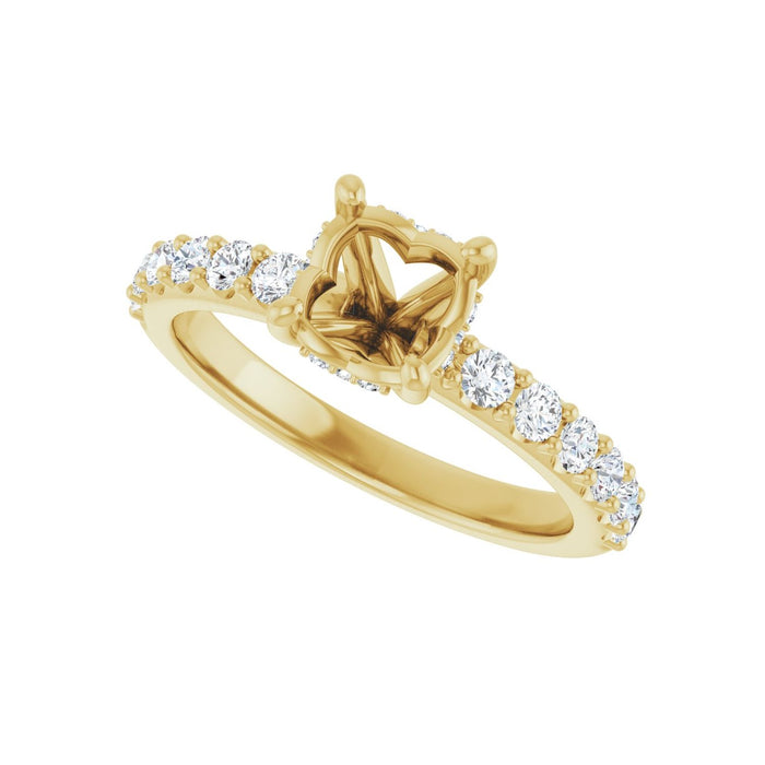 14K Yellow Gold 6.5 mm Round 1/2 CTW Lab-Grown Diamond Semi-Set Engagement Ring
