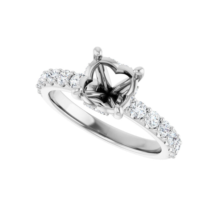 Platinum 7.4 mm Round 1/2 CTW Lab-Grown Diamond Semi-Set Engagement Ring