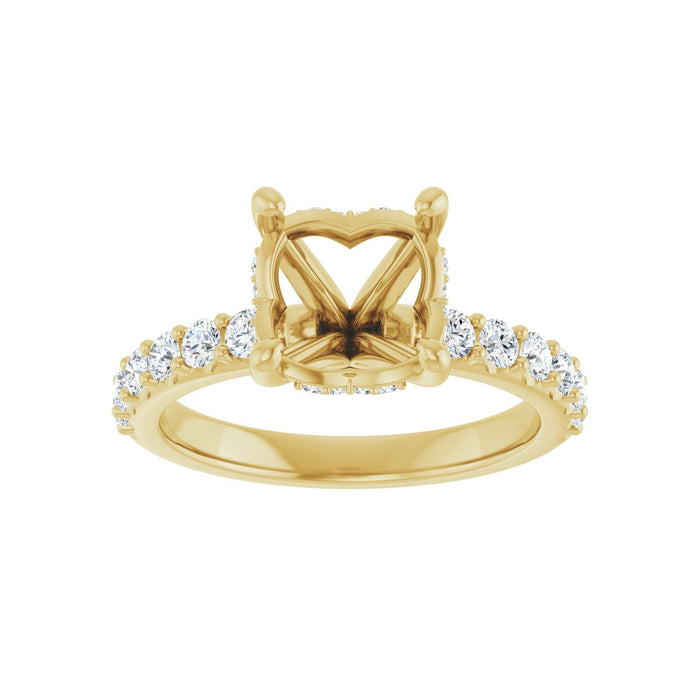 14K Yellow Gold 8.8 mm Round 1/2 CTW Lab-Grown Diamond Semi-Set Engagement Ring