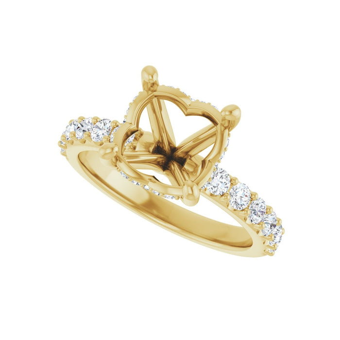 14K Yellow Gold 9.4 mm Round 5/8 CTW Lab-Grown Diamond Semi-Set Engagement Ring