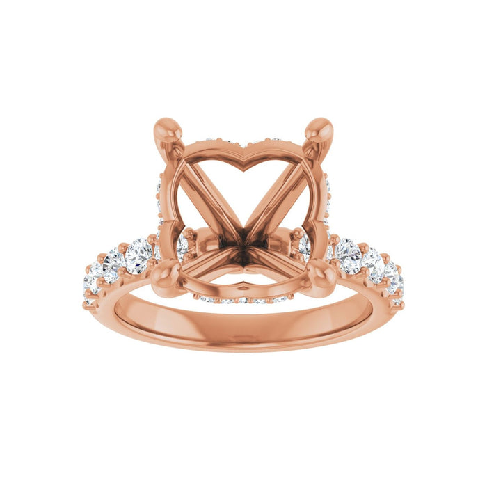 14K Rose Gold 12 mm Round 5/8 CTW Lab-Grown Diamond Semi-Set Engagement Ring