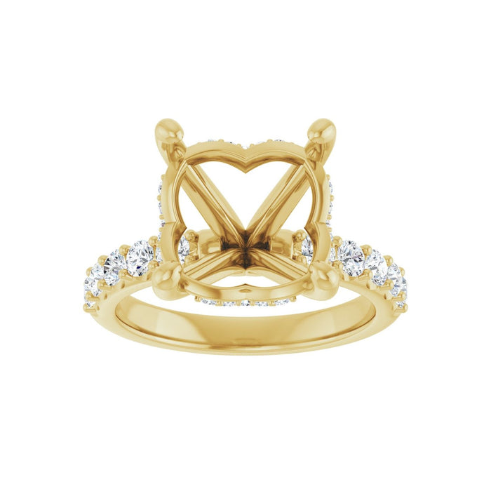 14K Yellow Gold 12 mm Round 5/8 CTW Lab-Grown Diamond Semi-Set Engagement Ring