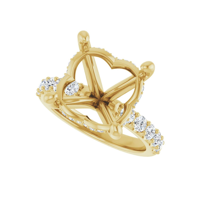 14K Yellow Gold 13 mm Round 5/8 CTW Lab-Grown Diamond Semi-Set Engagement Ring