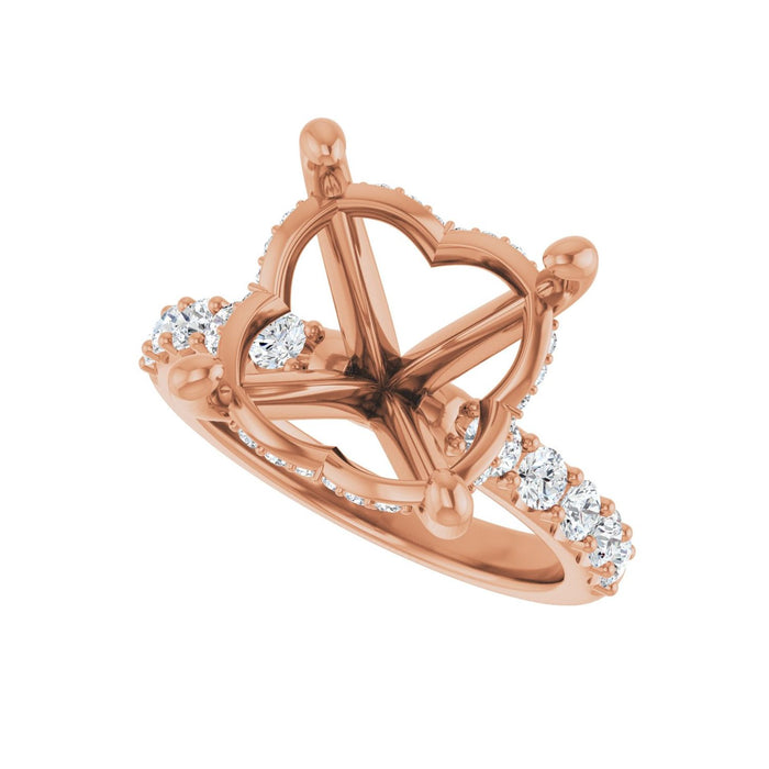 14K Rose Gold 13 mm Round 5/8 CTW Lab-Grown Diamond Semi-Set Engagement Ring