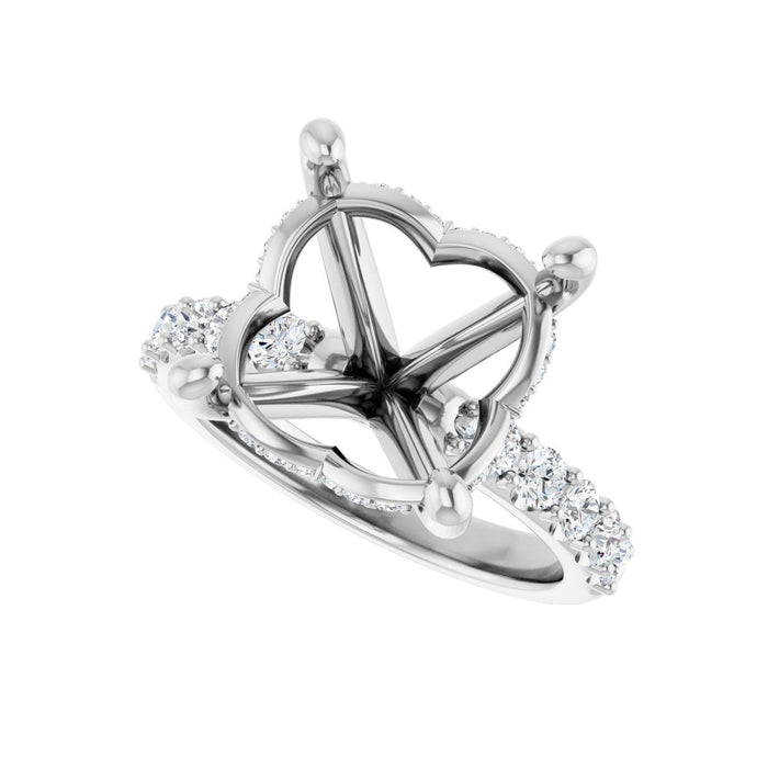 14K White Gold 13 mm Round 5/8 CTW Lab-Grown Diamond Semi-Set Engagement Ring