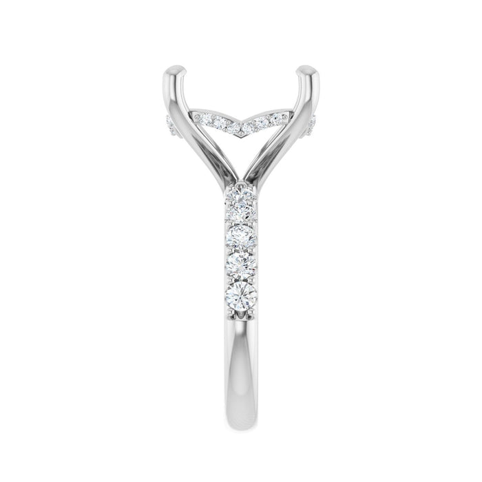 14K White Gold 15 mm Round 3/4 CTW Lab-Grown Diamond Semi-Set Engagement Ring