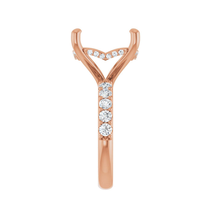 14K Rose Gold 15 mm Round 3/4 CTW Lab-Grown Diamond Semi-Set Engagement Ring