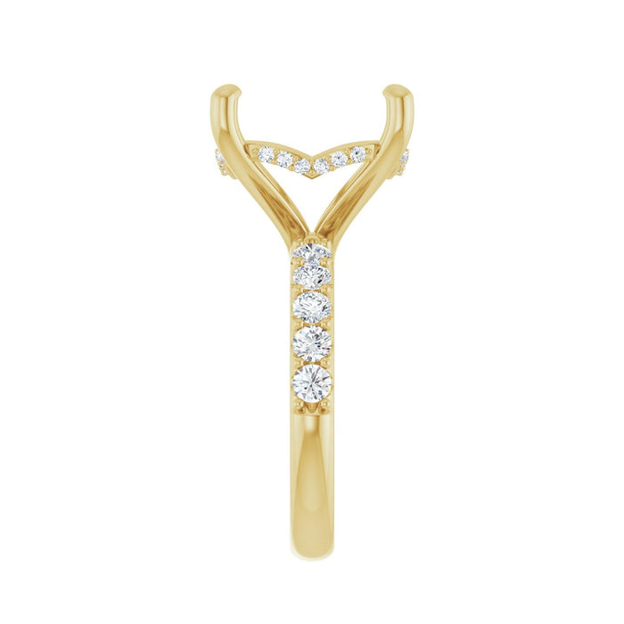 14K Yellow Gold 15 mm Round 3/4 CTW Lab-Grown Diamond Semi-Set Engagement Ring