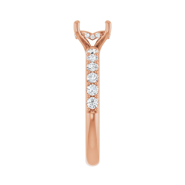 14K Rose Gold 8x 6 mm Oval 1/2 CTW Lab-Grown Diamond Semi-Set Engagement Ring