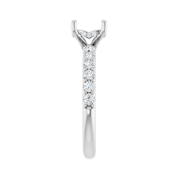 Platinum 8x 6 mm Oval 1/2 CTW Lab-Grown Diamond Semi-Set Engagement Ring