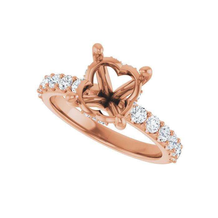 14K Rose Gold 10x 8 mm Oval 5/8 CTW Lab-Grown Diamond Semi-Set Engagement Ring