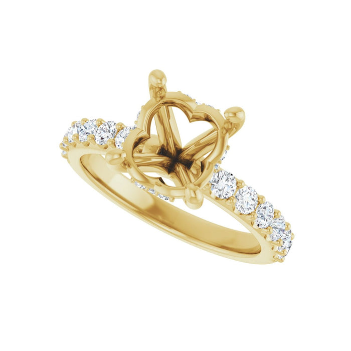 14K Yellow Gold 10x 8 mm Oval 5/8 CTW Lab-Grown Diamond Semi-Set Engagement Ring