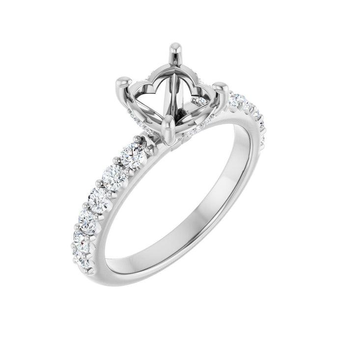Platinum 7.4 mm Round 1/2 CTW Lab-Grown Diamond Semi-Set Engagement Ring