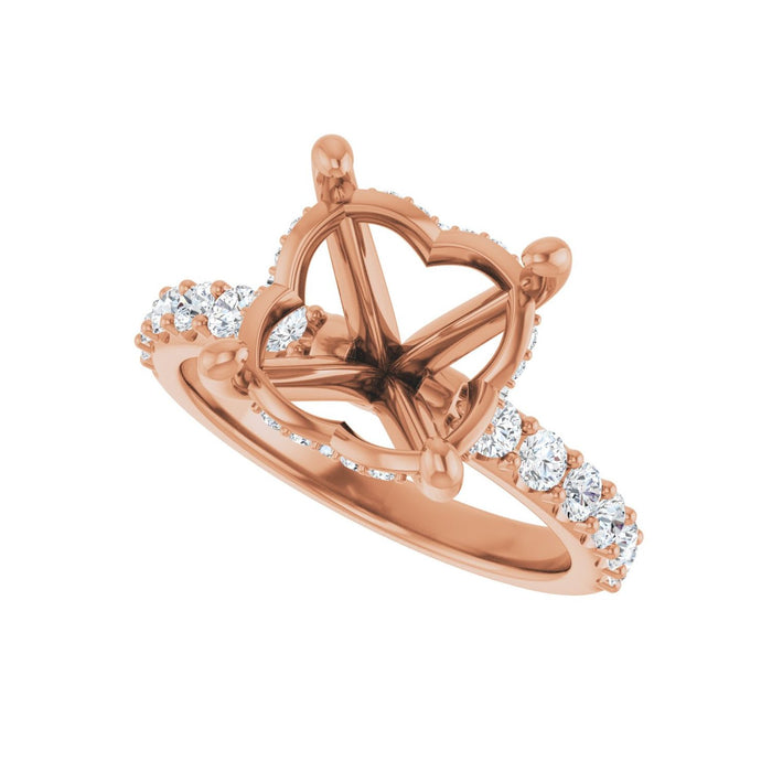 14K Rose Gold 11 mm Round 5/8 CTW Lab-Grown Diamond Semi-Set Engagement Ring