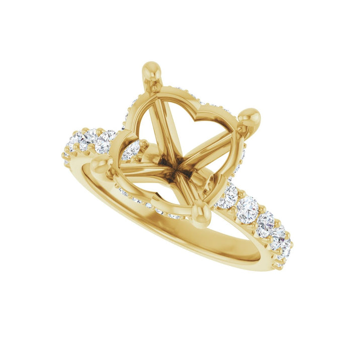14K Yellow Gold 11 mm Round 5/8 CTW Lab-Grown Diamond Semi-Set Engagement Ring