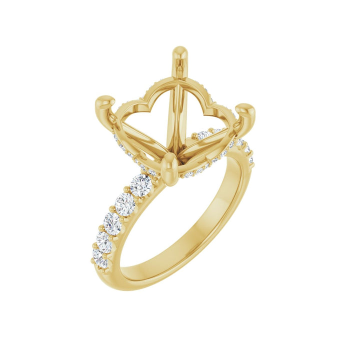 14K Yellow Gold 13 mm Round 5/8 CTW Lab-Grown Diamond Semi-Set Engagement Ring