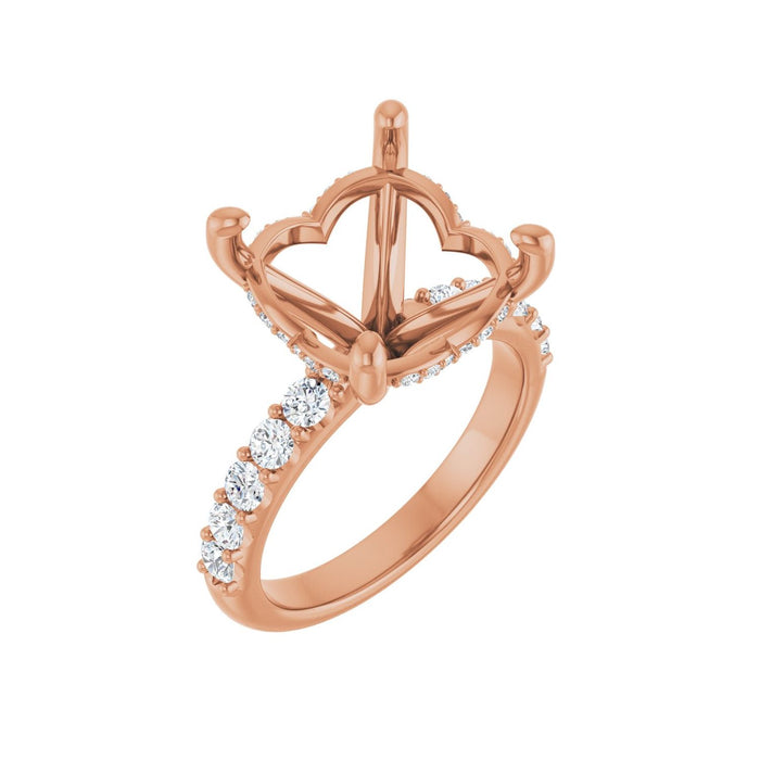 14K Rose Gold 13 mm Round 5/8 CTW Lab-Grown Diamond Semi-Set Engagement Ring