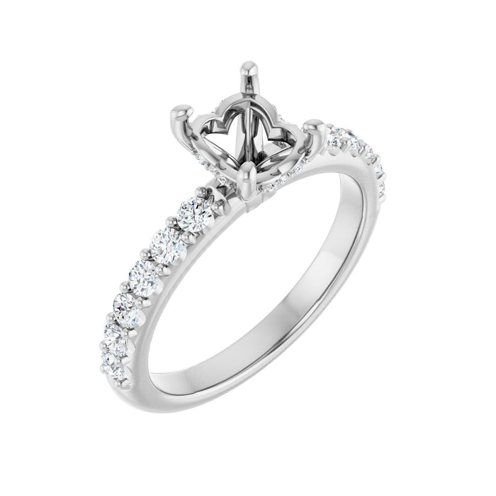 14K White Gold 8x 6 mm Oval 1/2 CTW Lab-Grown Diamond Semi-Set Engagement Ring