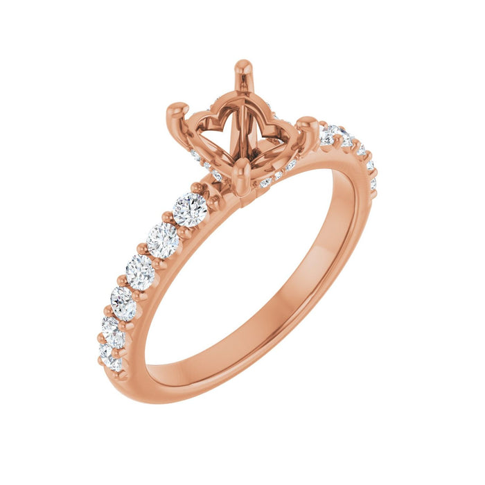 14K Rose Gold 8x 6 mm Oval 1/2 CTW Lab-Grown Diamond Semi-Set Engagement Ring